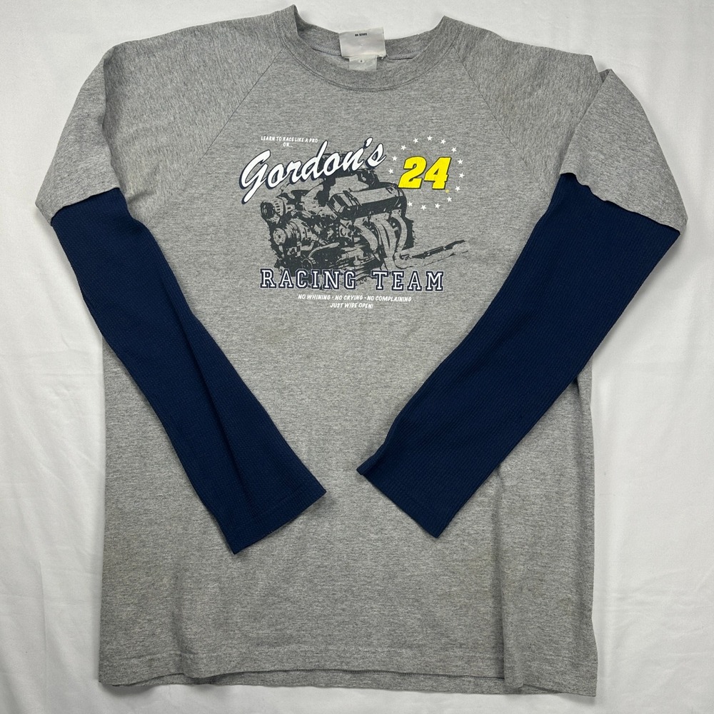 Chase Authentics Jeff Gordon‎ 24 Racing Team Layered Long Sleeve Gray Navy Shirt